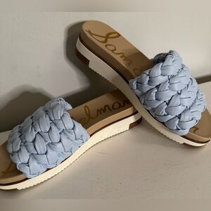 Sam Edelman Baby Blue Braided Slide Sandals size 8 excellent condition vegan